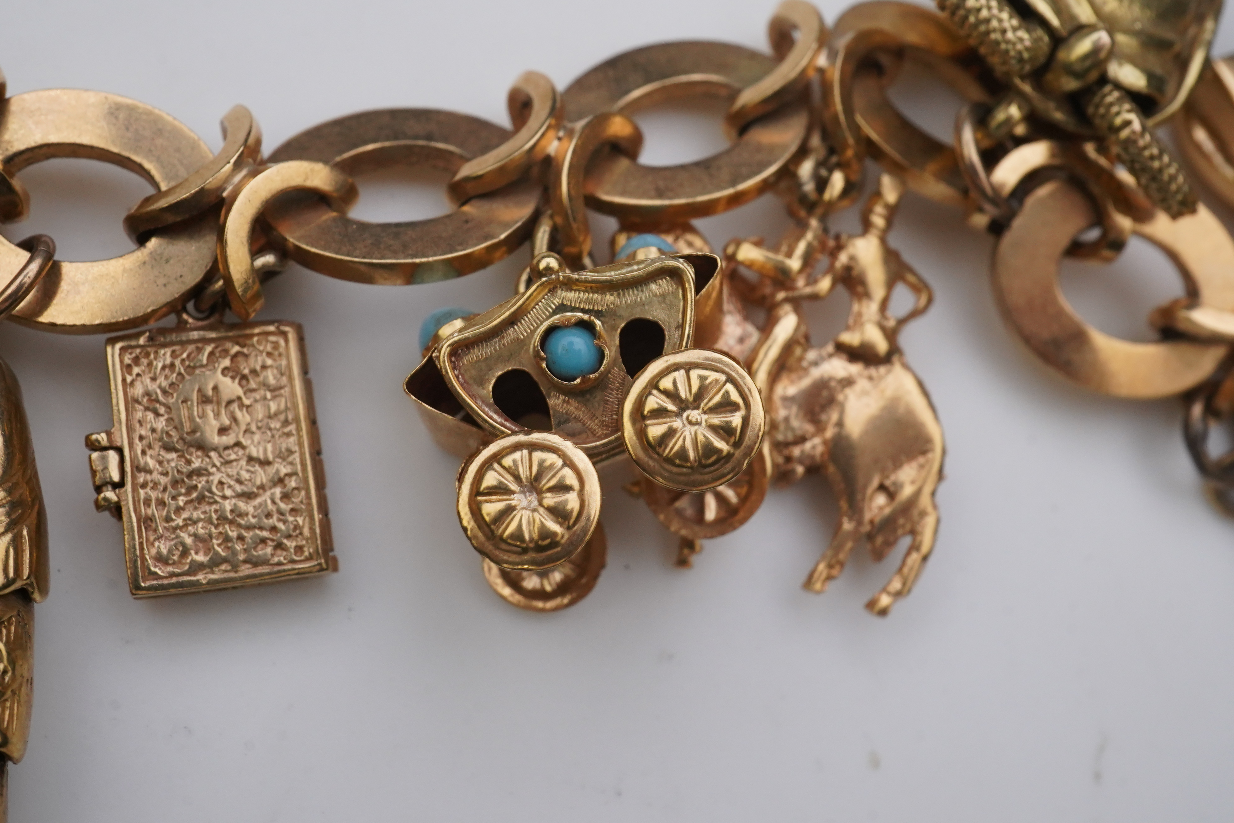 A gold charm bracelet